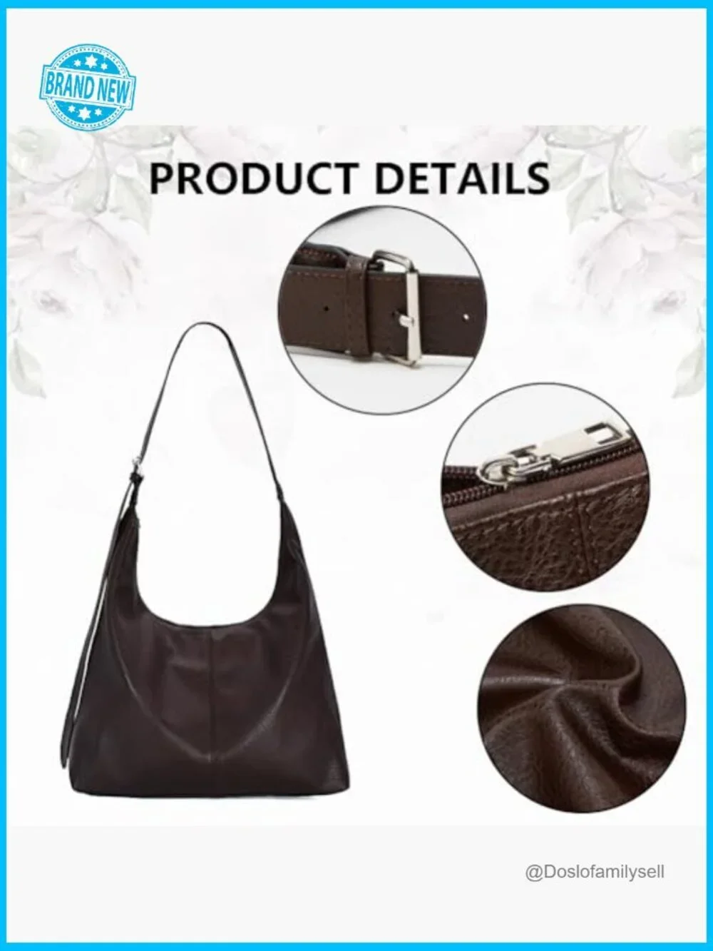 Large Hobo Bag Vegan Leather Slouchy Tote Shoulder Handbag for Travel Shopping